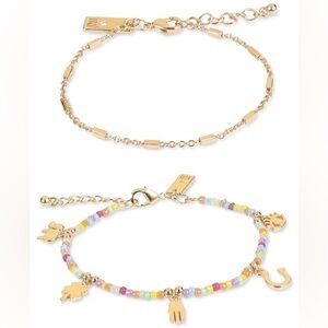 INC International Concepts Evil Eye Mixed Bead and Charms 2 Pc Bracelet Set